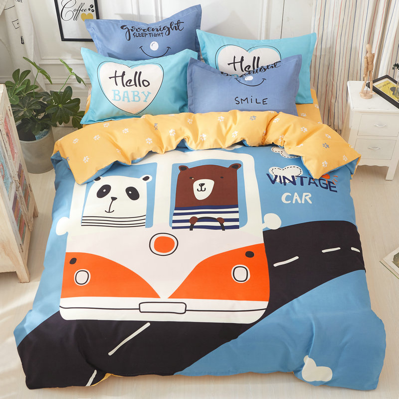 3Pcs Baby Bedding Set 100% Cotton Crib Bed Linen Kit Cartoon Animal Includes Pillowcase Bed Sheet Duvet Cover Without Filler
