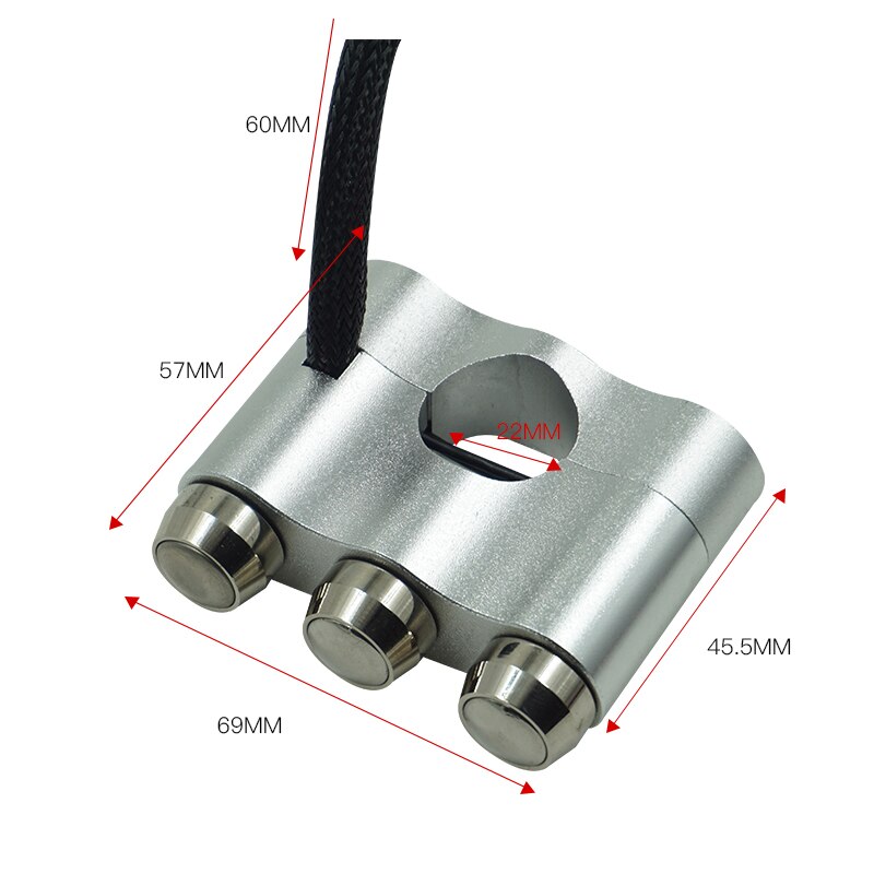 CNC de aluminio de 7/8 ''22mm interruptor para el manillar de la motocicleta, interruptor de montaje para el claxon, luz antiniebla, botón de encendido apagado y apagado