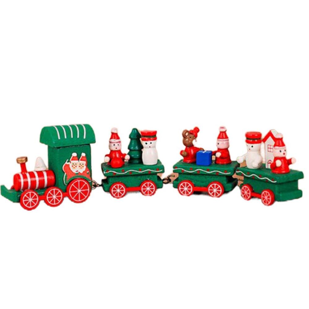 Christmas Wooden Train Toys Lovely Decoration Christmas Ornaments Wooden Train Children's: Green