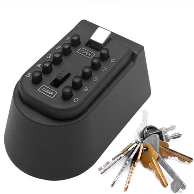 Wall Mounted Outdoor Key Storage Lock Box 10 Digit Push-Button Combination Password Key Safe Box Resettable Code Key Holder NEW