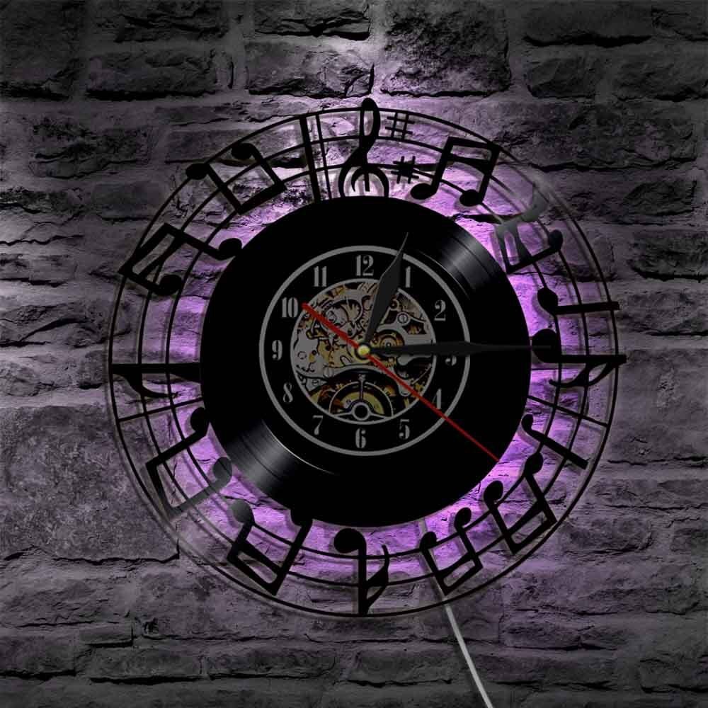 Vinyl Record Wall Clock Musical Note Wall Clock Round Wall Clock Decorative Wall Clock (without Lamp Shipment without Battery