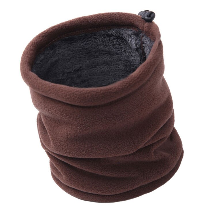 Polar Fleece Neck Tube Ear Warmer Gaiter Face Mask Headband Winter Thermal Warm Scarf for Camping Hiking Headwear Beanie Hat Cap: Double-layer Coffee