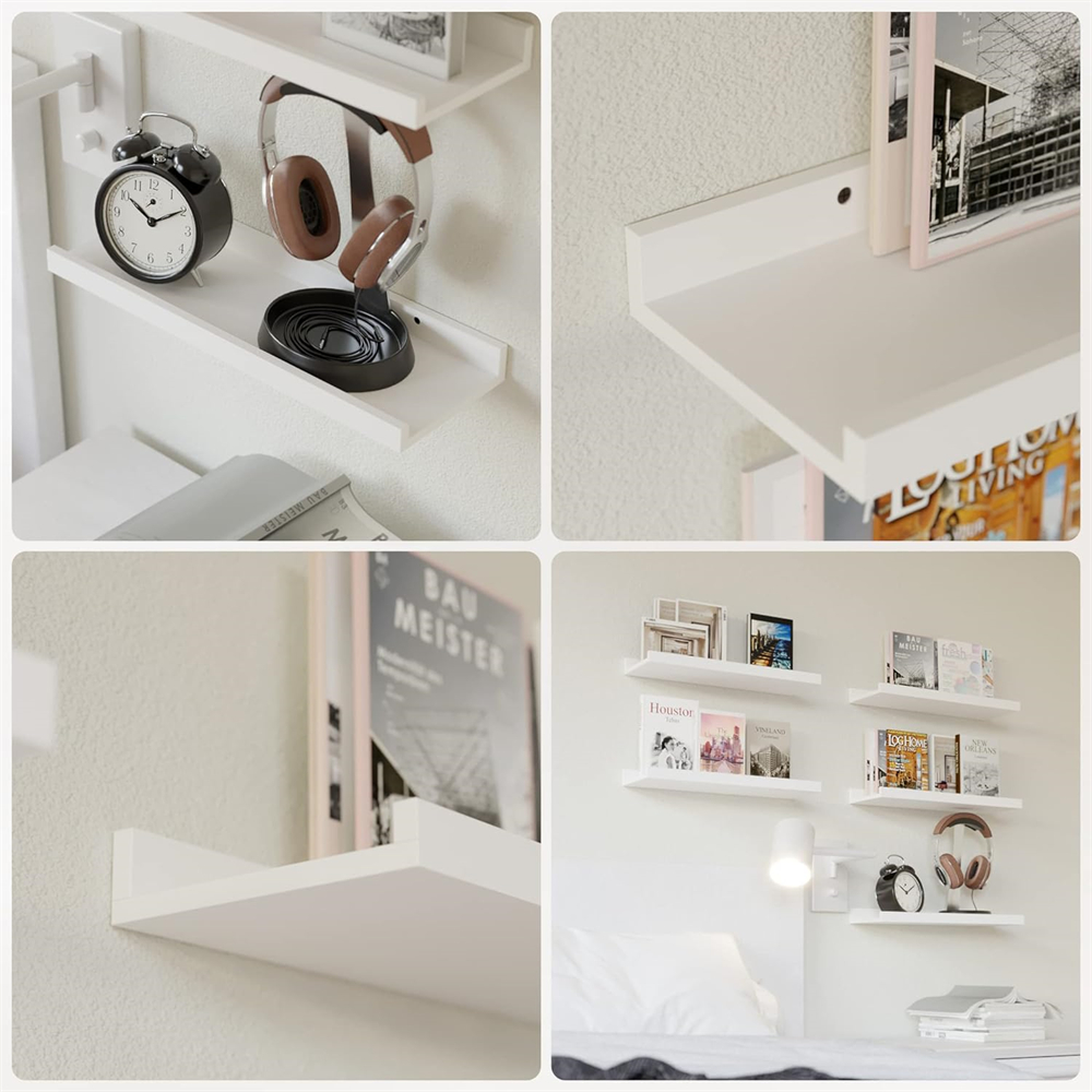 Estantes flotantes montados en la pared, Juego de 3 estantes de madera rústica con de repisa para dormitorio, sala de estar, cocina, estante de almacenamiento de pared