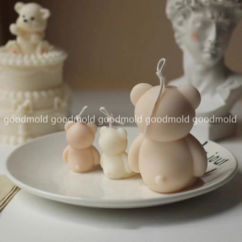 Molde de silicona con forma de Animal para decoración de velas, molde de yeso para aromaterapia con de oso de bebé, 3D coreano