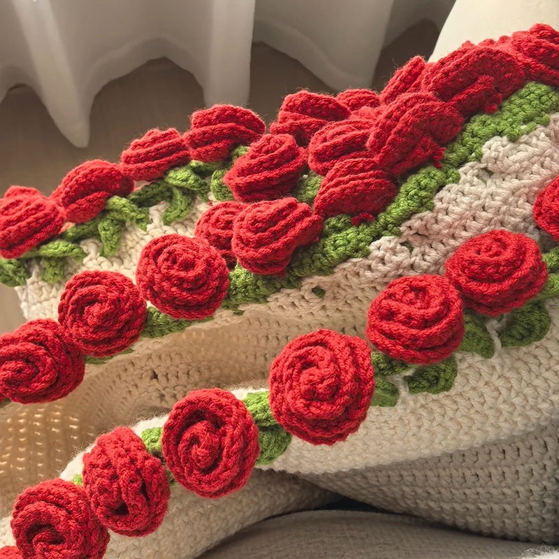 Rosebukett-teppe diy-materialepakke håndlaget blomsterbukett bursdag sammenleggbare kastetepper