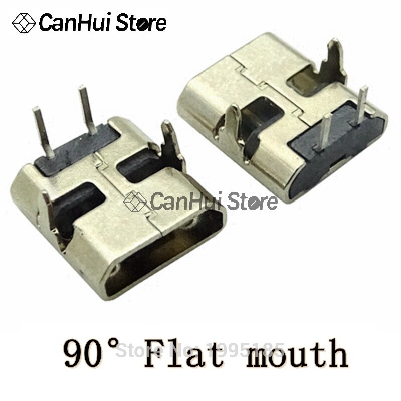 20/50 Stuks Micro Usb 2Pin 90/180 Graden B Type Vrouwelijke Connector Voor Mobiele Telefoon Micro Usb Jack Connector 2 Pin Opladen Socket: 90 Flat mouth / 20PCS