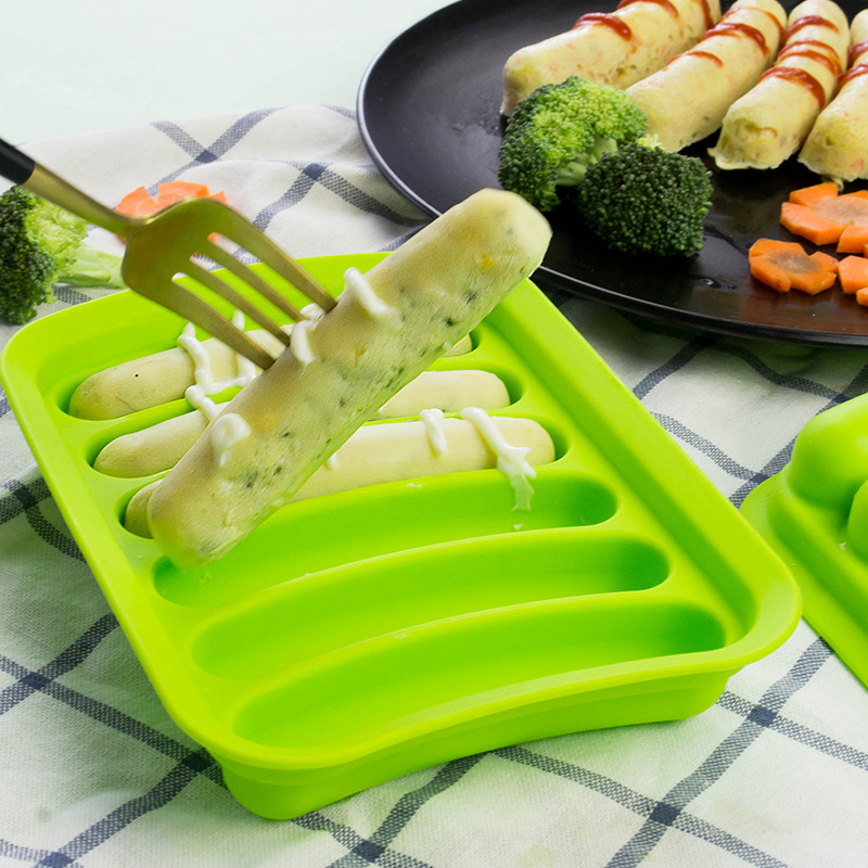 DIY Worst Maken Mold Siliconen Burger Dog Maker Mould Met 6 Holte Brood Maker Hoge Temperatuur Bakvorm Koken gereedschap