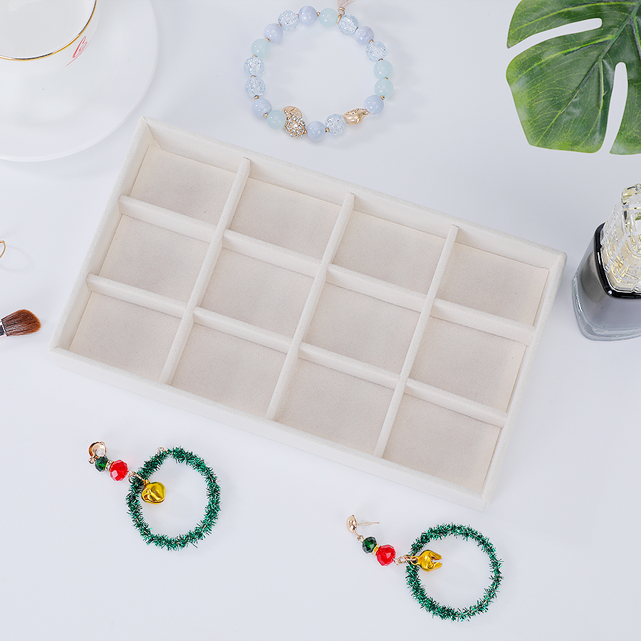 1PC, Flocking Jewelry Box Jewelry Tray, Color: Beige: Yellow