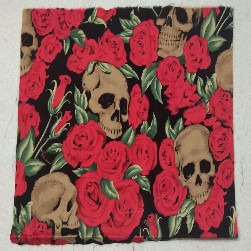 3 uds. Paquete de tela de algodón estampado de calavera de 30cm Estilo Vintage Punk, bonita Flor de Halloween, tela de muñeca de costura de Patchwork, decoración para y hogar