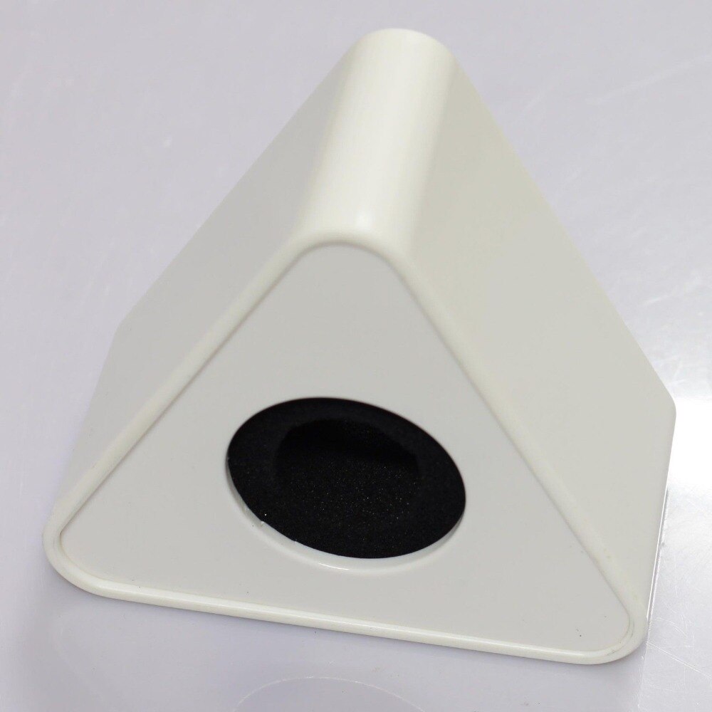 Cubo triangular con bandera de micrófono blanco, paquete de dos, para micrófono, 2 uds.