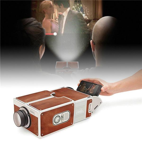 Portable Diy 3D Projector Kartonnen Mini Home Reizen Smartphone Projector Licht Verstelbare Mobiele Telefoon Cinema