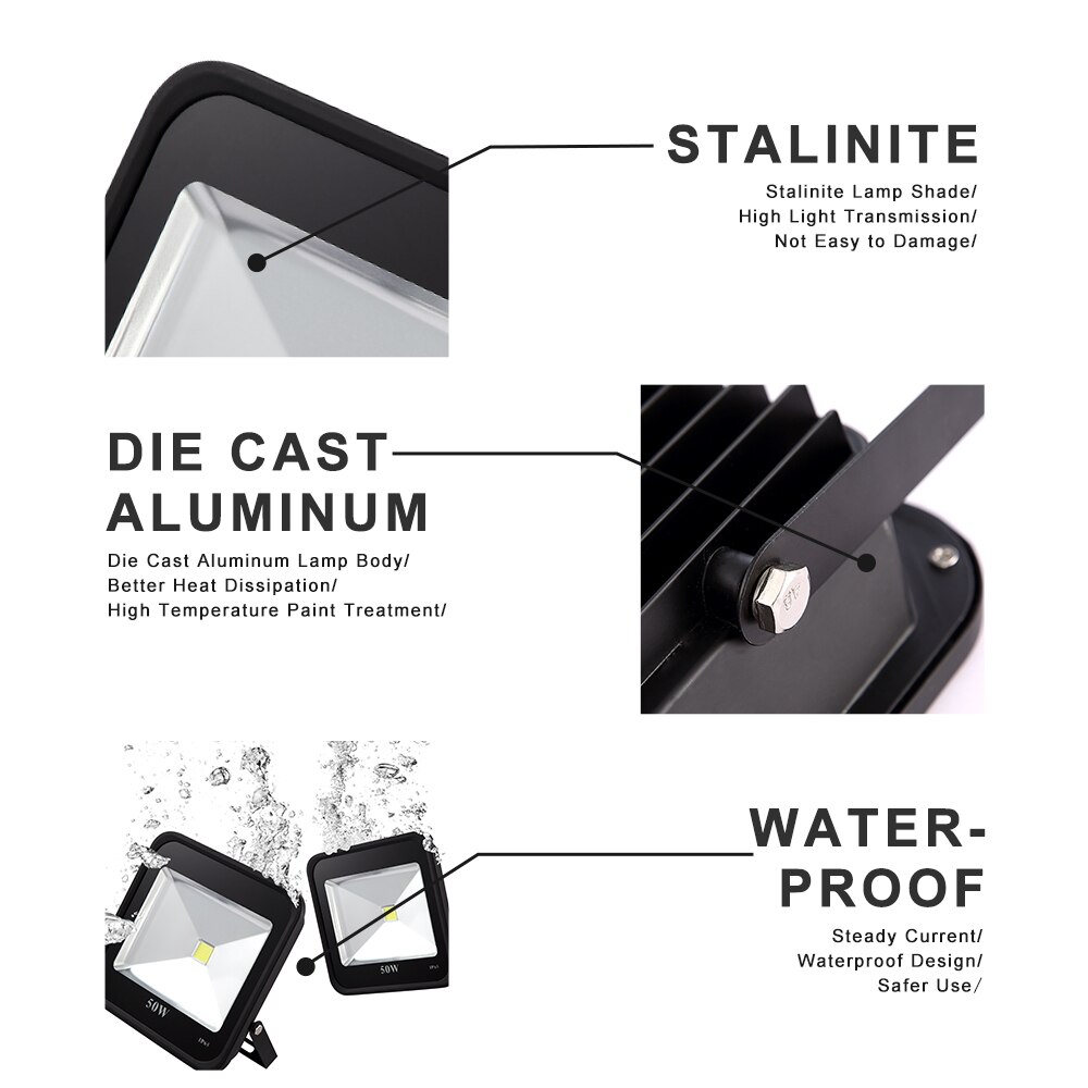 10W 20W 30W 50W 100W LED Flood Lights IP65 Waterproof Exterior Wall Lights AC220V Floodlight For Billboard Stadium Illumination