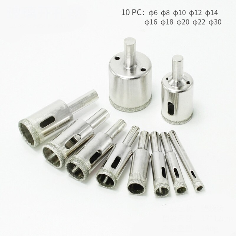 15pcs/set Ceramic Flower Pots Hole Drilling Bit Set Hole Drill Bit Kit for Ceramic Diamond Glass Marble 6-50mm In Stock: 10Pcs