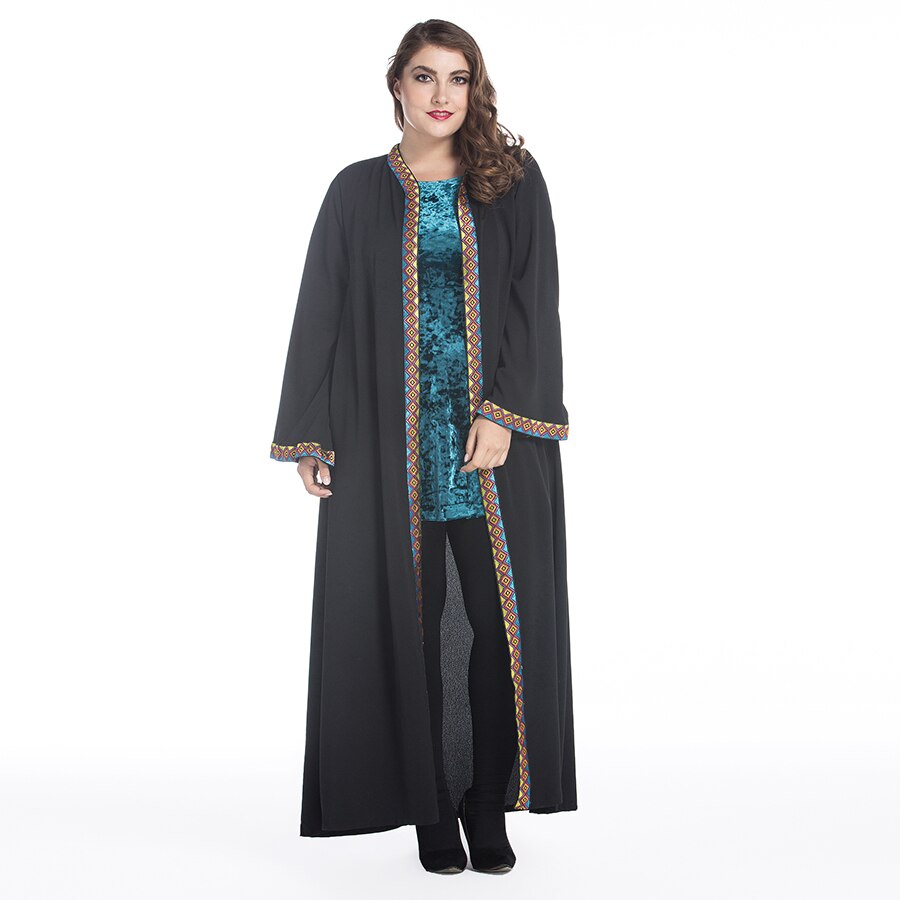 Muslimsk kjole abaya i dubai islamisk tøj til kvinder jilbab djellaba kappe musulmane tyrkisk baju kappe kimono kaftan