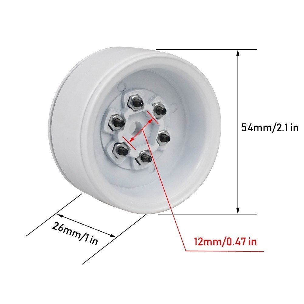 4 PCS Metal Beadlock 1.9 Wheel Rim for 1/10 RC Rock Crawler Traxxas TRX-4 Axial SCX10