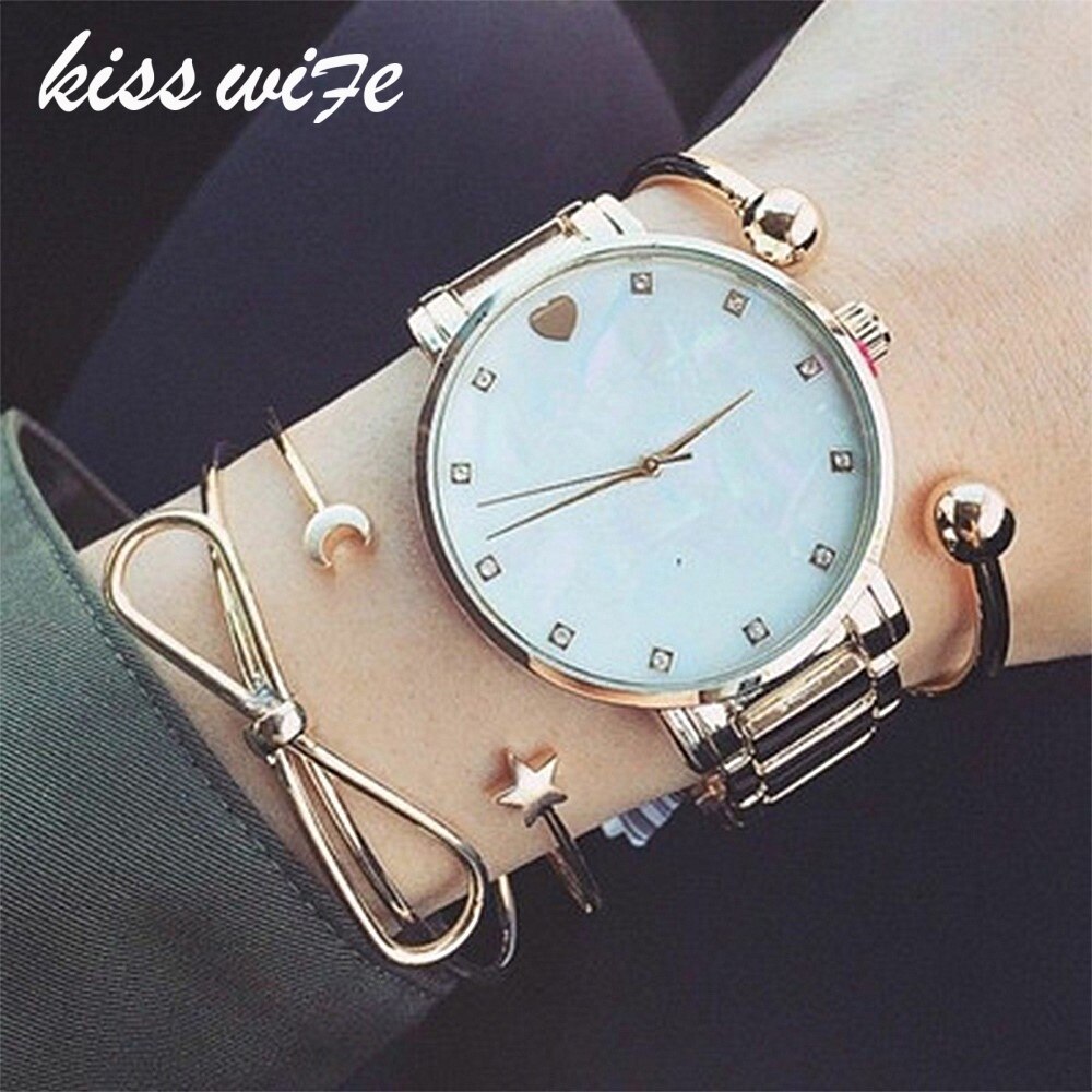 Kisswife 3 Stks/set Boho Boog Knoop Star Moon Bead Opening Armband Vrouwen Party Gouden Armband Set