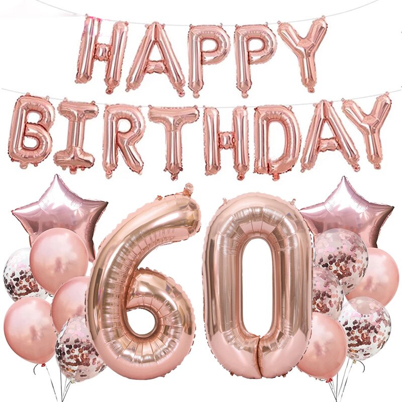 32 Inch Rose Gold Happy 30 Years Old Birthday Party Decorations Adult Number Balloon 18 21 40 50 60 70 80 Birthday Decor Globos