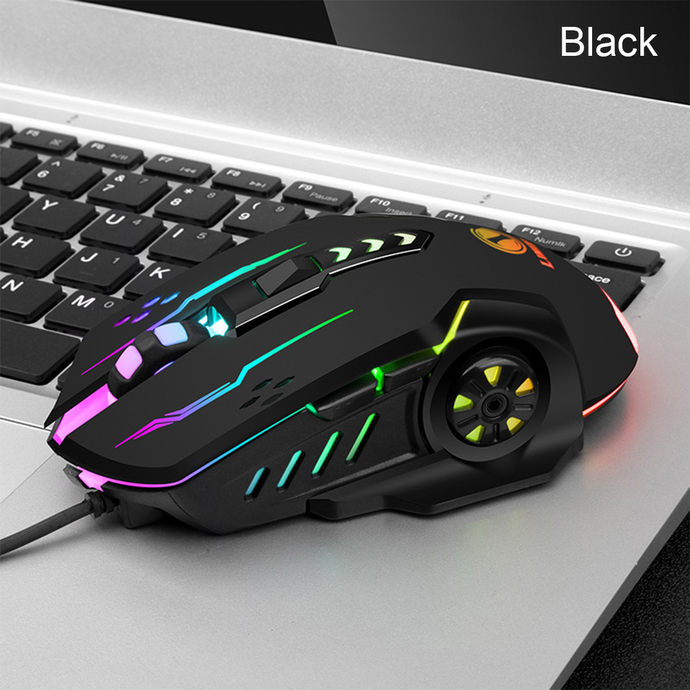 V7 – souris de jeu filaire USB, 3600dpi, 6 boutons, rétroéclairée, colorée, LED, pour ordinateur portable et Gamer: Black