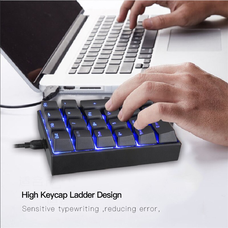 Motospeed K23 OSU Mechanical Numeric Keypad Wired Mini Numpad LED Backlight Keyboard Extended Layout for Blue/ Red Switch