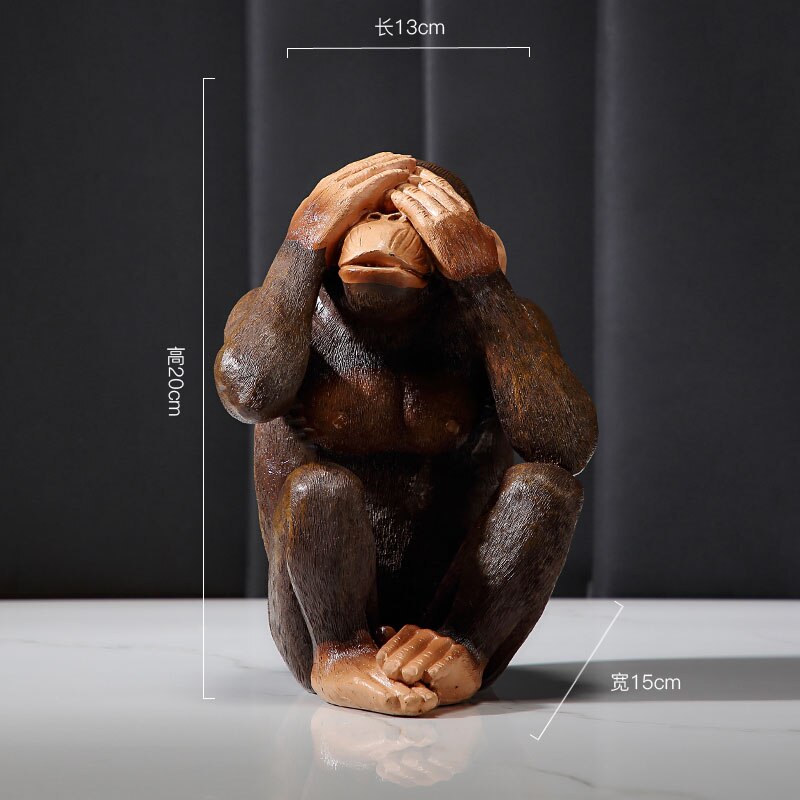 Hars Beeldjes Retro Aap Ornamenten Zen Dier Beeldje Bureau Decoratie Orangutan Simulatie Standbeeld Moderne Home Decor: A