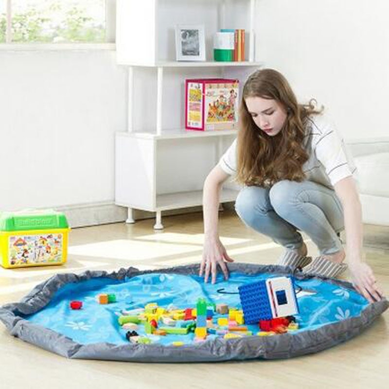 150cm farverige børns spilmåtte vandtæt rund krybende tæppe opbevaringspose legetøj barneleg tæppe baby gym udendørs pad