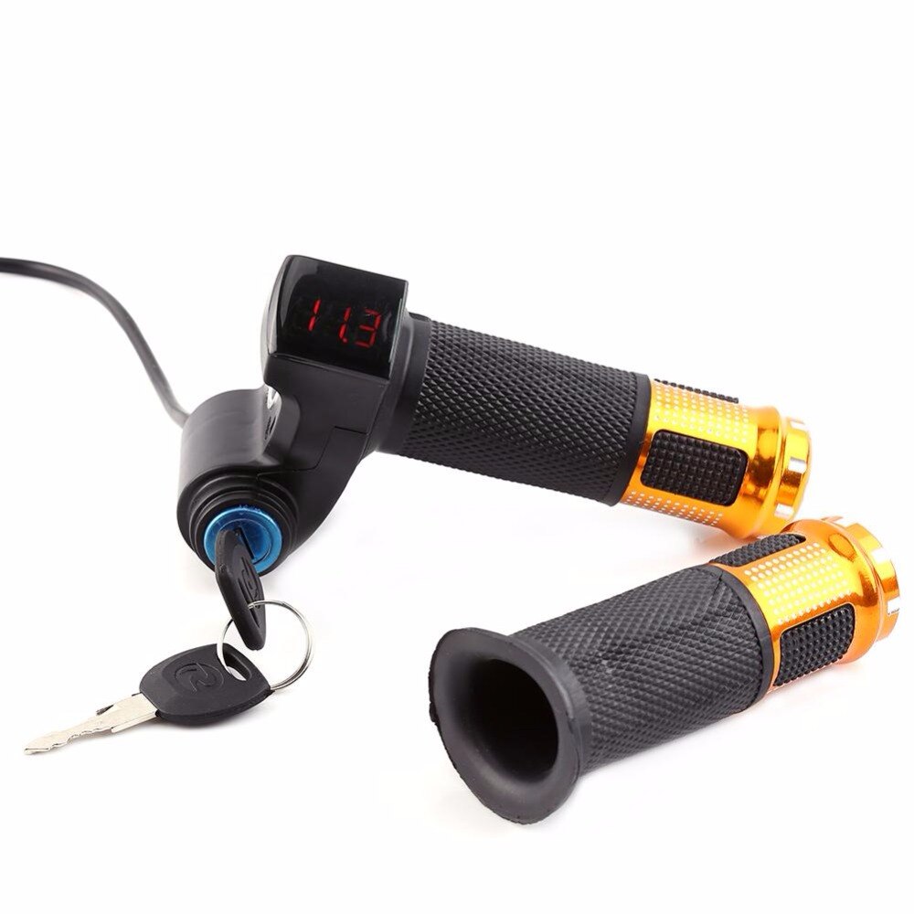 1 Set Aluminium Alloy Twist Throttle 5 wires Grips with LED Display Handle Key Knock Electric Bike Scooter Accelerator Parts