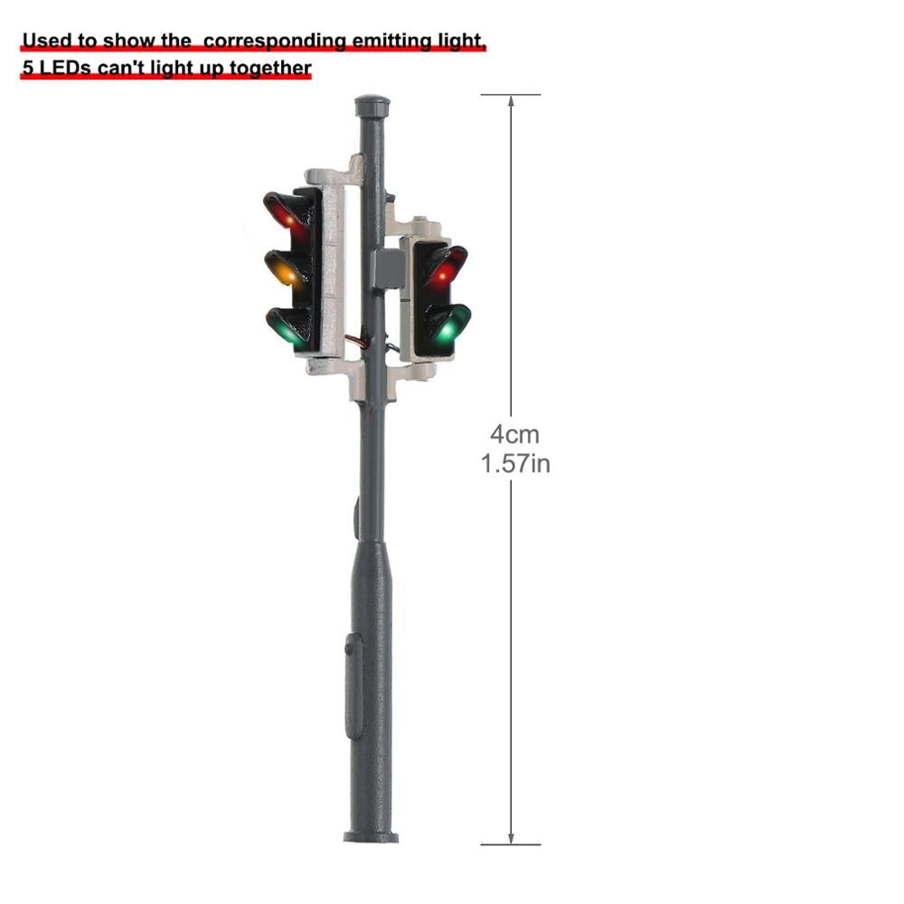 2pcs Model Traffic Singal Red/Green and Red/Yellow/Green Road Crossing Block Signal Light 5-LEDs HO OO O I G Scale Free Resistor
