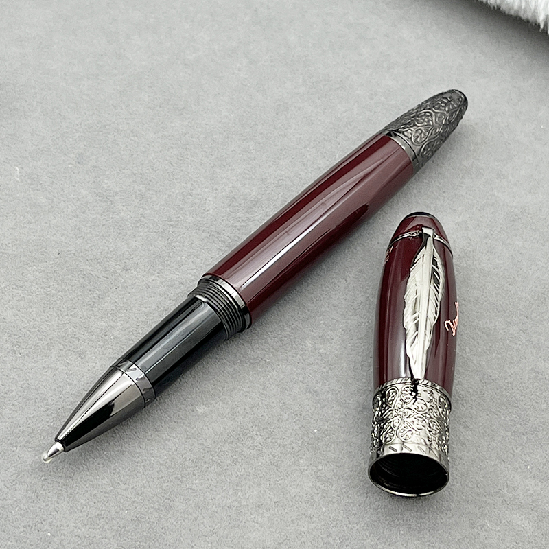 Yamalang Luxury Rollerball Ballpoint Fountain Pen M B Maple Leaf on Pen Clip Business School Office Writing Stationery: Blue / Blue