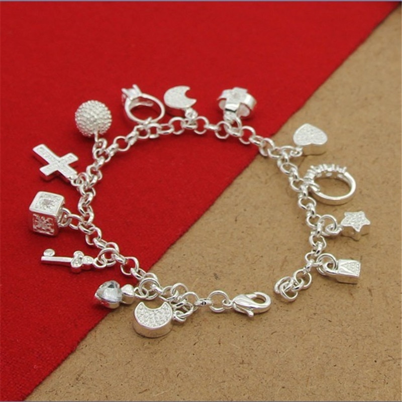 925 Sterling Zilveren Armband Met Meerdere Hanger Zirkoon Armbanden Voor Vrouwen Party Charm Jewelry