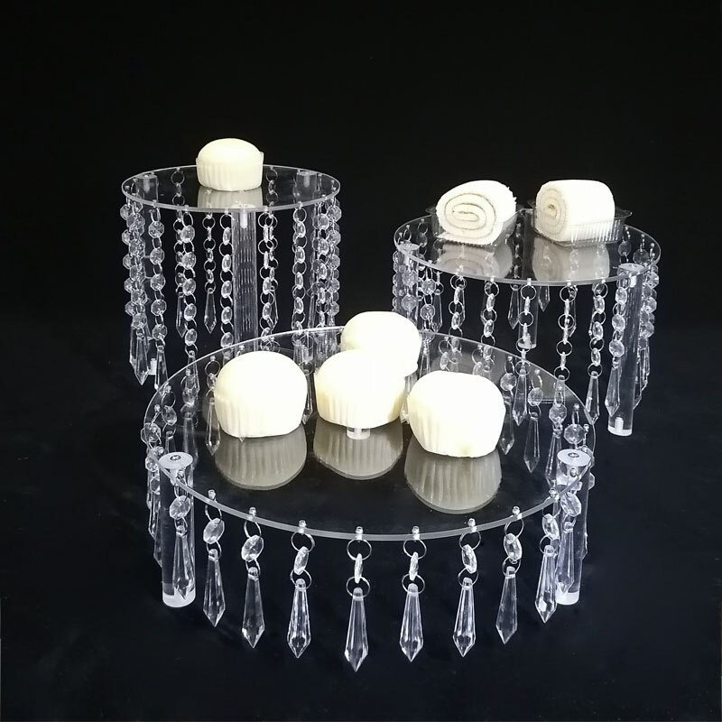 Wedding Acrylic Crystal Cake Stand Display Round Cake Holder Wedding Decoration Cake Rack Shelf