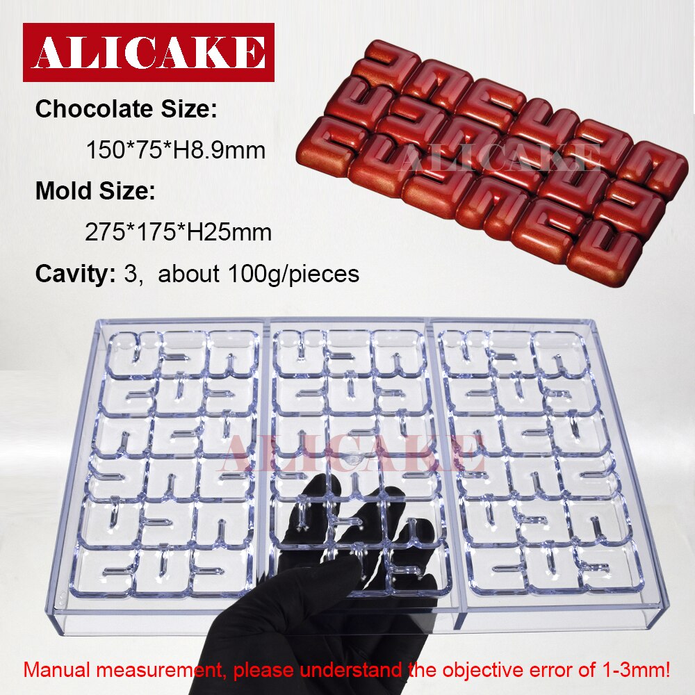 3D Polycarbonate Chocolate Molds for Chocolates Bar Mold Baking Pastry Confectionery Tools Cake Candy Bonbon Moulds Form Tray: New Bar-9-n