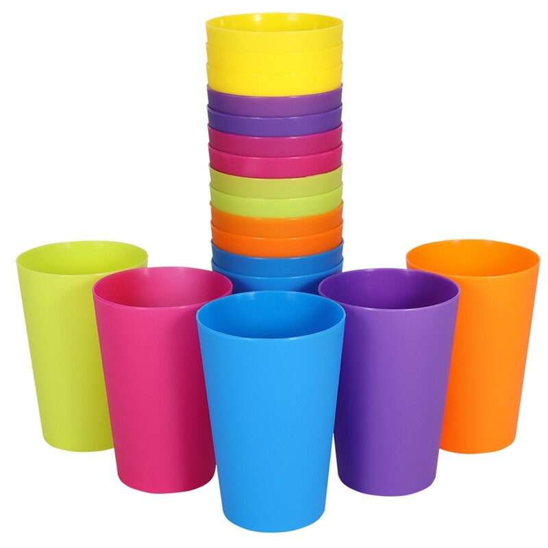 18 st/set återanvändbara plastmuggar muggar regnbågsfärger utomhus picknick resor drickskopp mugg hemfest barn vattenkopp drinkware