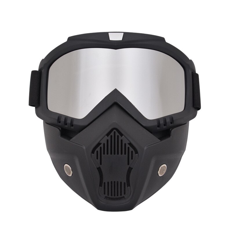 Nachtzicht ski snowboard bril met afneembaar masker winddicht  uv400 skibrillen masker wintersport sneeuwscooter bril: Zwart zilver