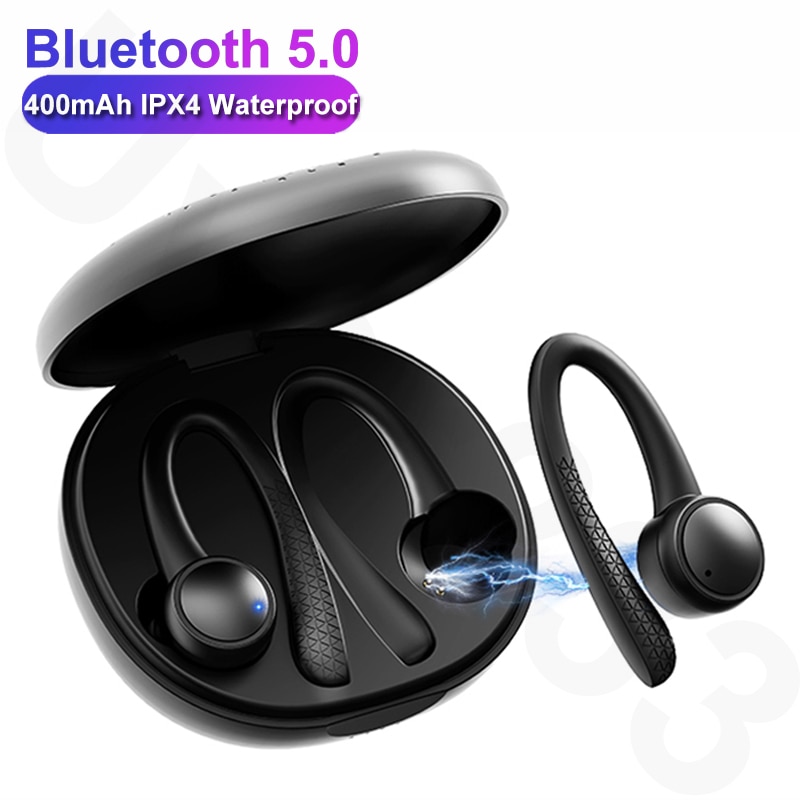 Tws bluetooth 5.0 øretelefon hifi stereo sport vandtæt trådløse hovedtelefoner ørekrog headset øretelefoner med mikrofon til xiaomi