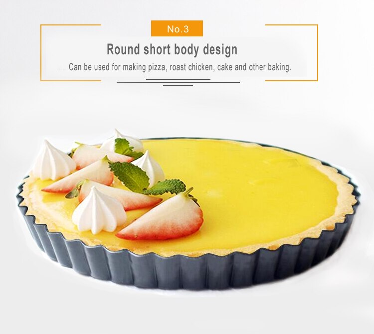 Non-stick Round Tart Pan Quiche Pan with Removable Bottom Pie Pan Fluted Pie Rectangle Tart Pan Mold Baking Quiche Tool GYH