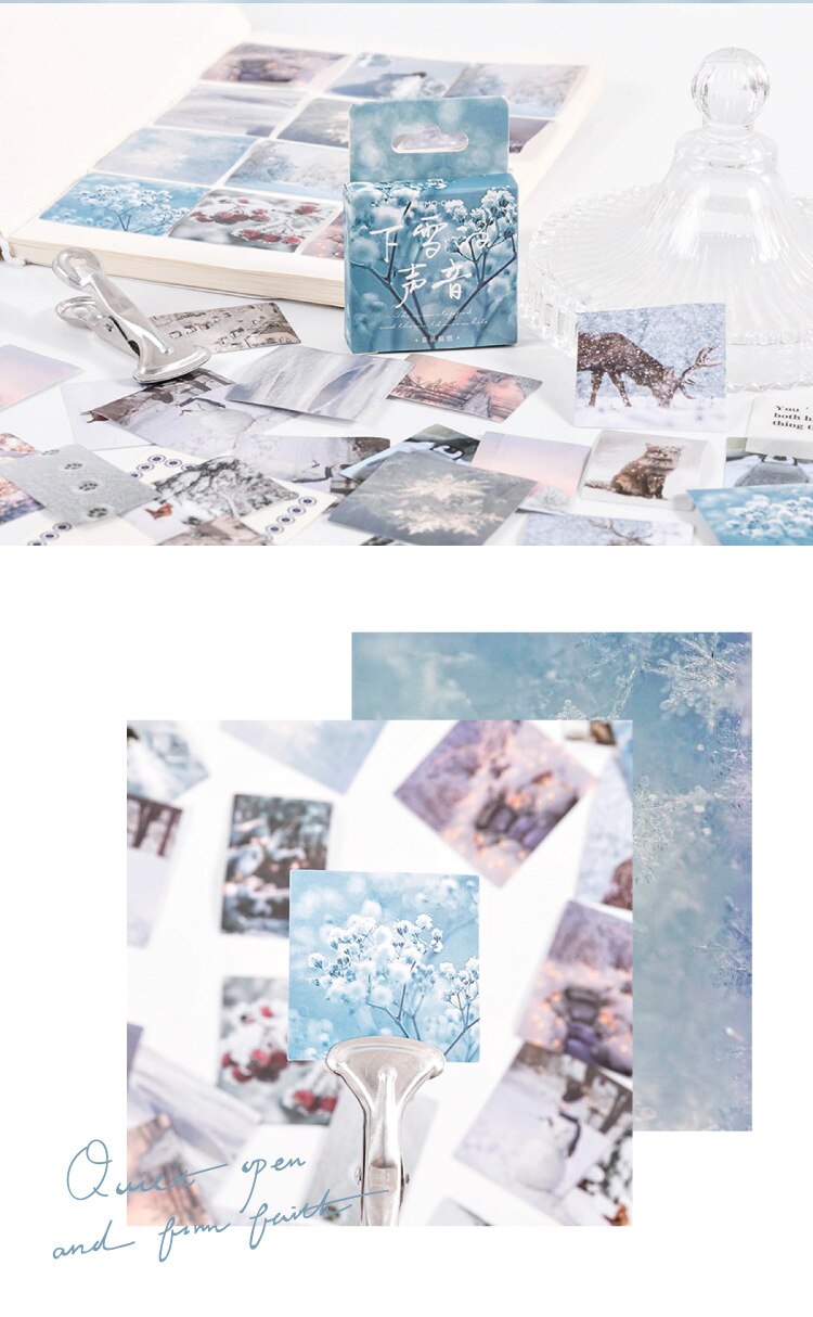 46pcs/pack Winter Snow Scenery Label Stickers Pack Posted It Kawaii Planner Scrapbooking Stationery Stickers Office Decoration