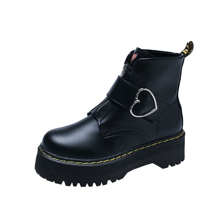 neue Stiefel frauen Dicken Boden Kurze Stiefel Motorrad Stiefel Kurze Stiefel Frauen Zapatos De Mujer: Schwarz / 39