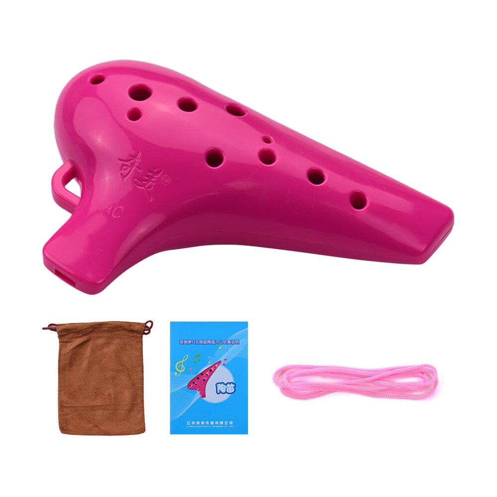 QMT-4 Alto C 12 agujeros Ocarina ABS Material Ocarinas instrumento de viento con puntuación de música y bolsa protectora para para principiantes: as the picture