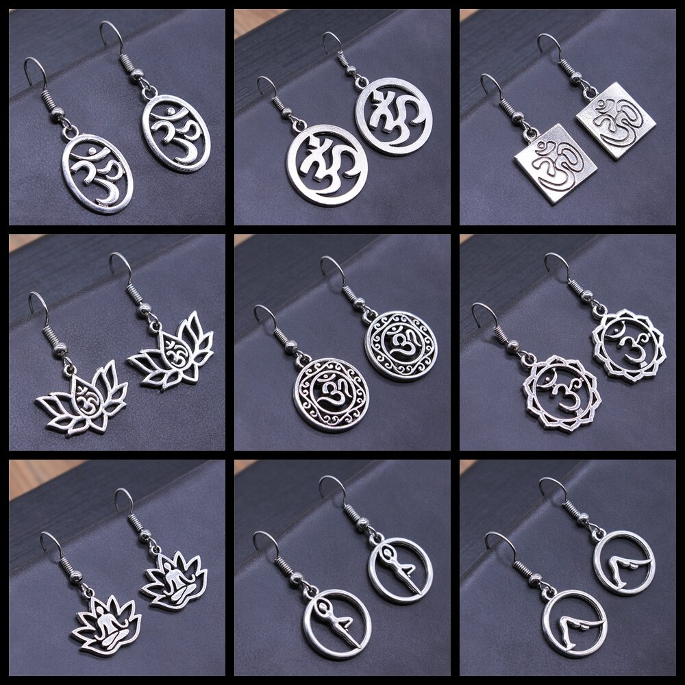 Om tecken yoga symbol örhängen yoga om symbol zen buddhism glasörhängen för kvinnor smycken