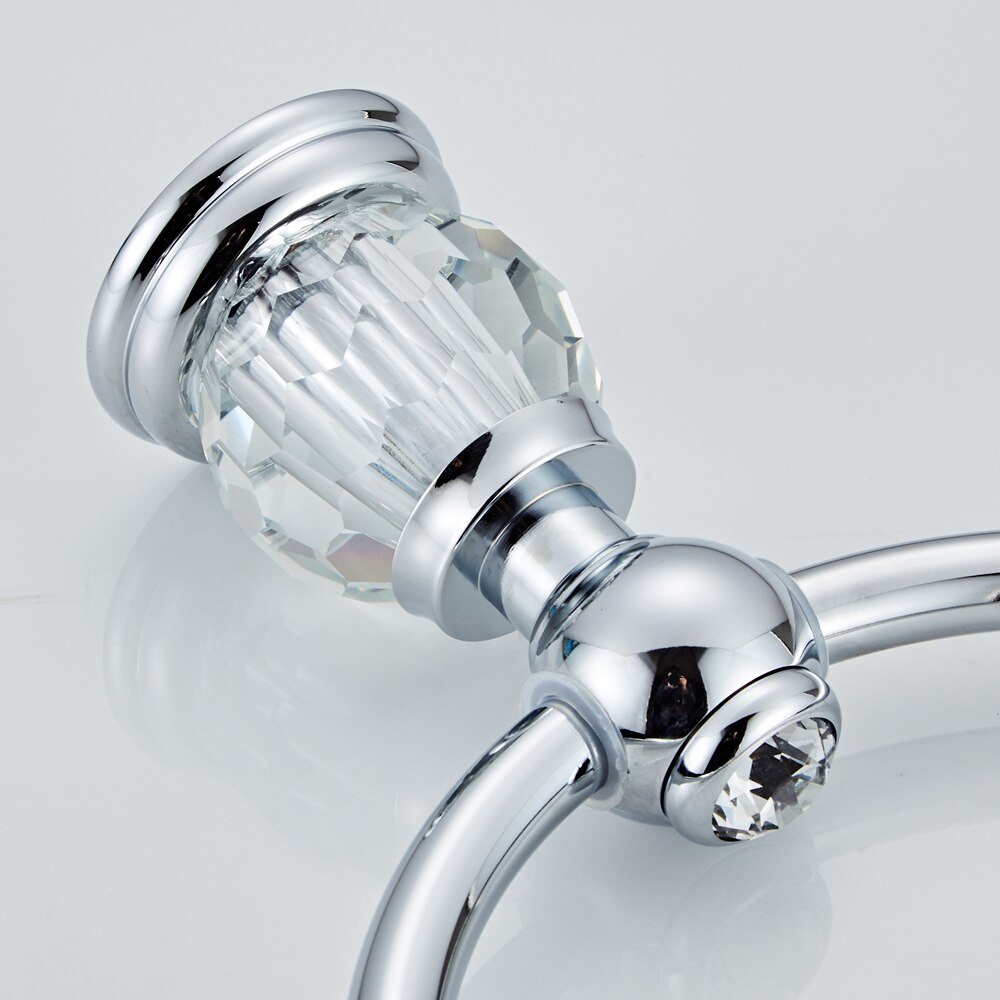 Leyden Luxe Crystal Handdoek Houder Handdoek Ring Houder Wall Mounted Chrome Koperen Badkamer Handdoekenrek Ronde Badkamer Accessoires
