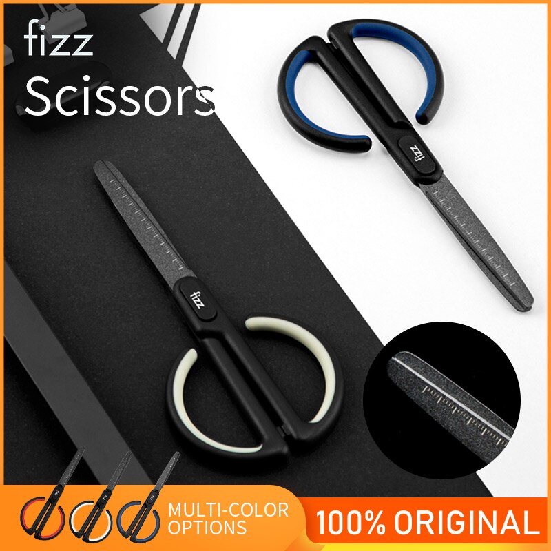 Fizz Stationery Scissors With Scale Paper Cutting Safe Rounded Stainless Steel Art Scissors Stationery Paper Cutter For Office