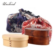 Unibird houten lunchbox, draagbare japanse stijl bentobox, studentencompartiment, voedselcontainer voor cmaping, picknickserviesset