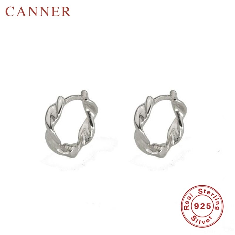 Pendientes minimalistas de Plata de Ley 925 con hebilla para oreja, pendientes de aro pequeños para mujer, pendientes circulares de oro plata minúsculo, joyería de: 4 silver