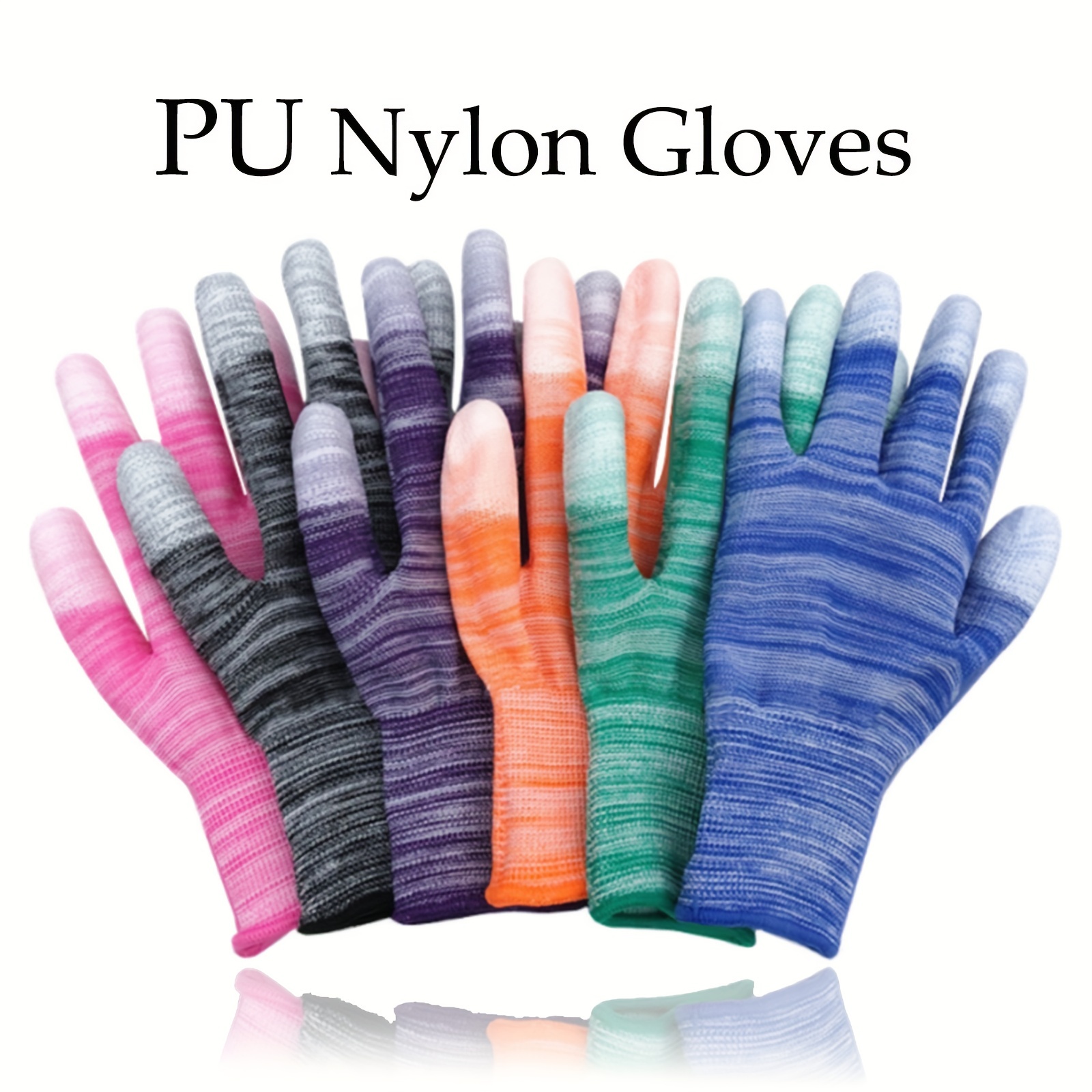 12 Paar bunte Gartenhandschuhe für Damen und Herren, beschichtete Fingerhandschuhe, PU-Nylon-Gartenhandschuhe, Outdoor-Schutzhandschuhe für die Arbeit