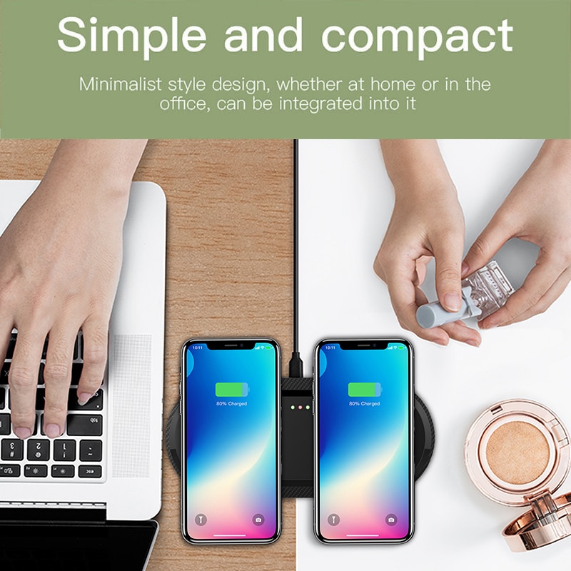DCAE 20W cargador inalámbrico para iPhone 11 Pro XS XR X 8 AirPods 2 10W Dual de carga rápida estación base USB C para Samsung S10 S9