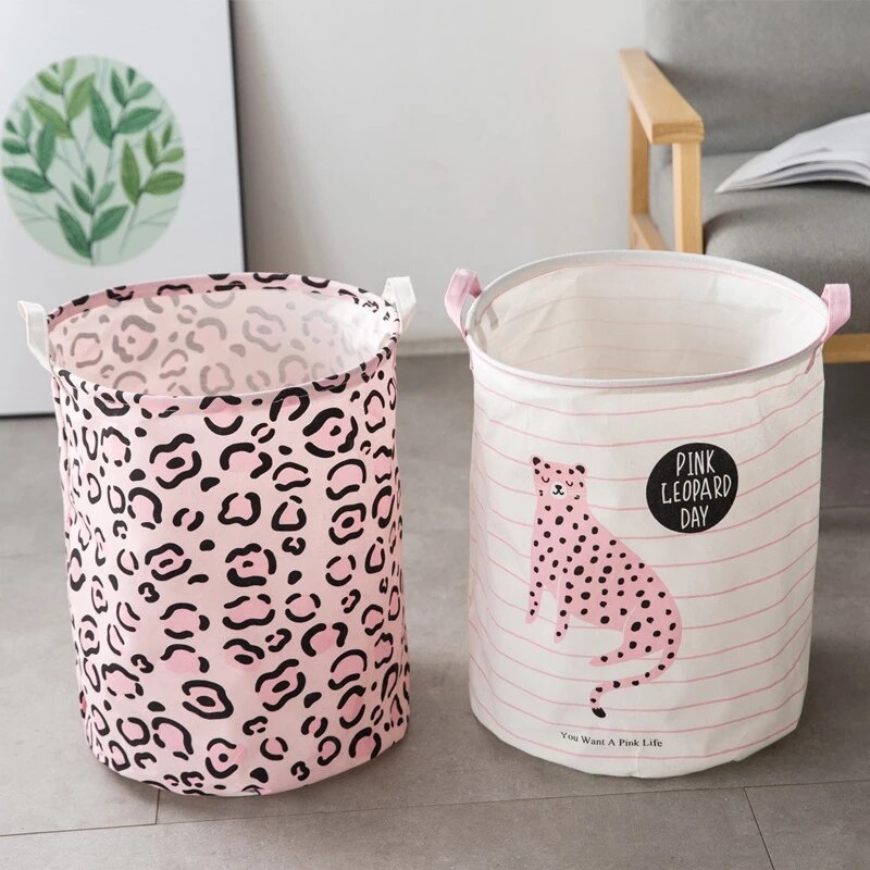 Bathroom Folding Laundry Basket Leopard Print Organizer Storage Basket Folding Bag Laundry Basket With Handles Laundry Product