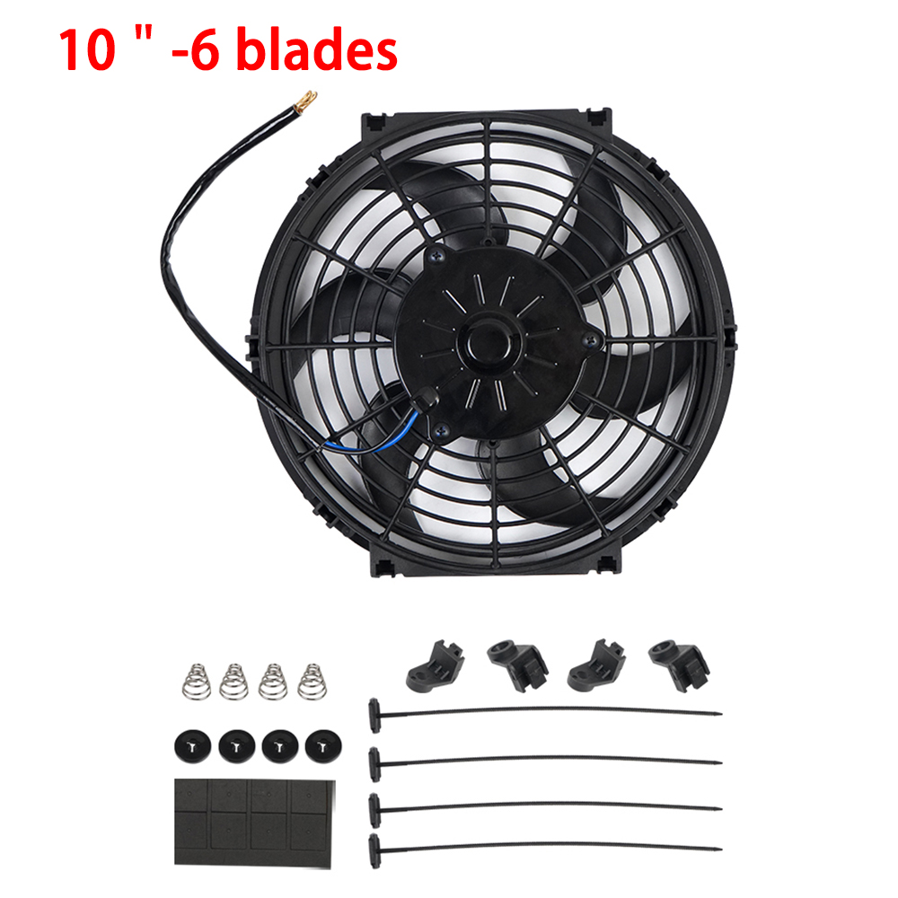 Universal 7/9/10/12/14/16 pulgadas 12V 80W 2100RPM aire acondicionado de coche radiador electrónico ventilador de refrigeración hoja Kit de refrigeración eléctrico: Púrpura