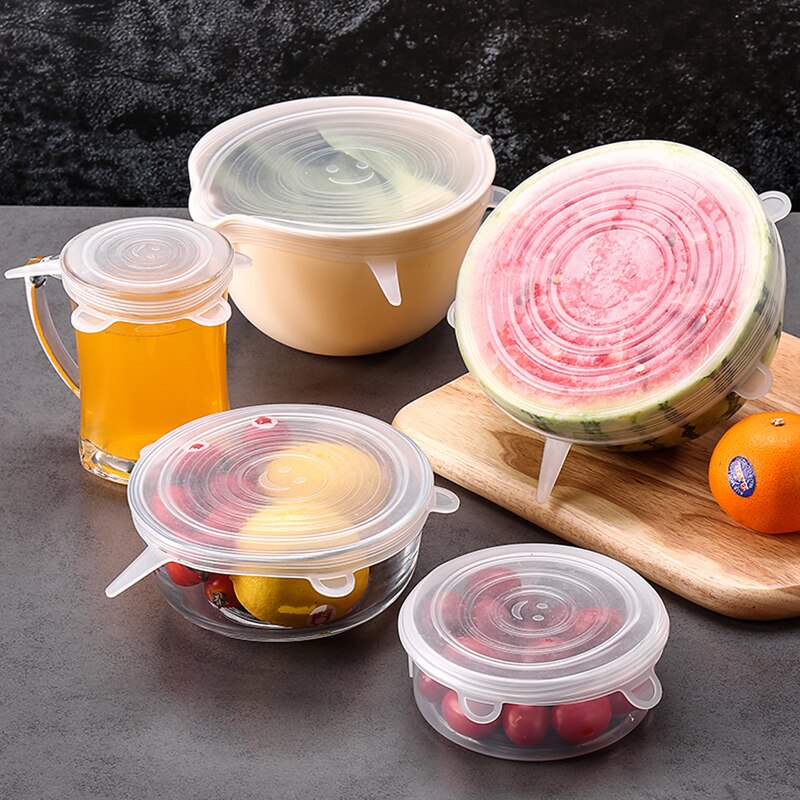 6 stuks siliconen rekdeksels universele deksel siliconen kom pot deksel siliconen deksel pan koken voedsel vers deksel magnetron deksel