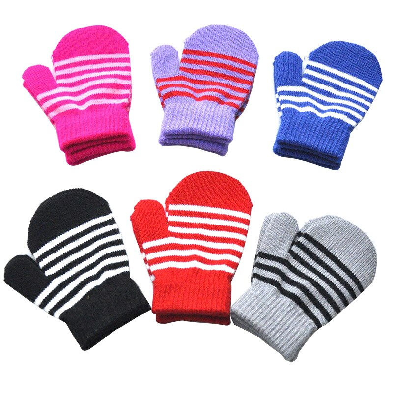 Inverno quente tricô luvas de lã para crianças 1-5 anos de idade d23-pinstripe envoltório para inverno quente tricô lã luvas