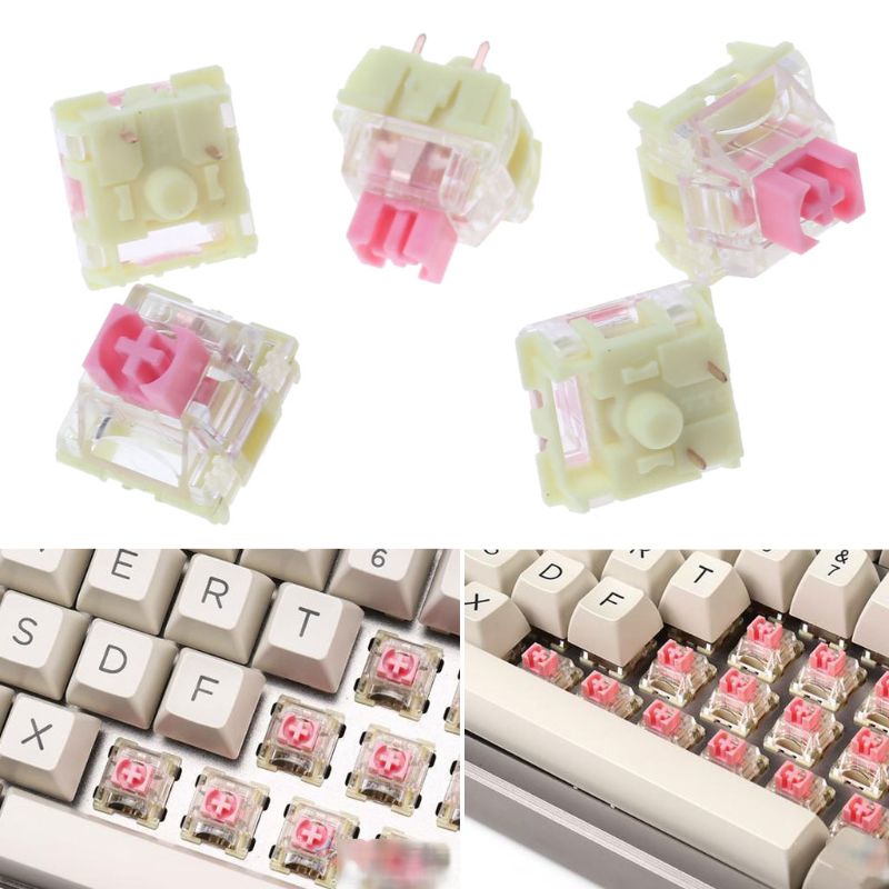 5pcs/pack TTC Pink Mechanical keyboard Switch Pink Gold Contact Switch 3pin 100 Million Lives For Cherry Gateron MX Switch